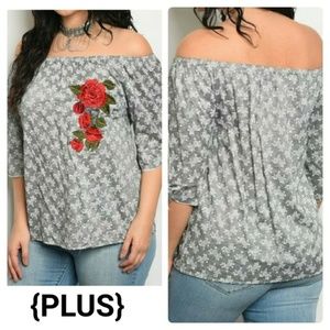 [Last 1!] CLOSET CLOSING Gray Floral Print Blouse